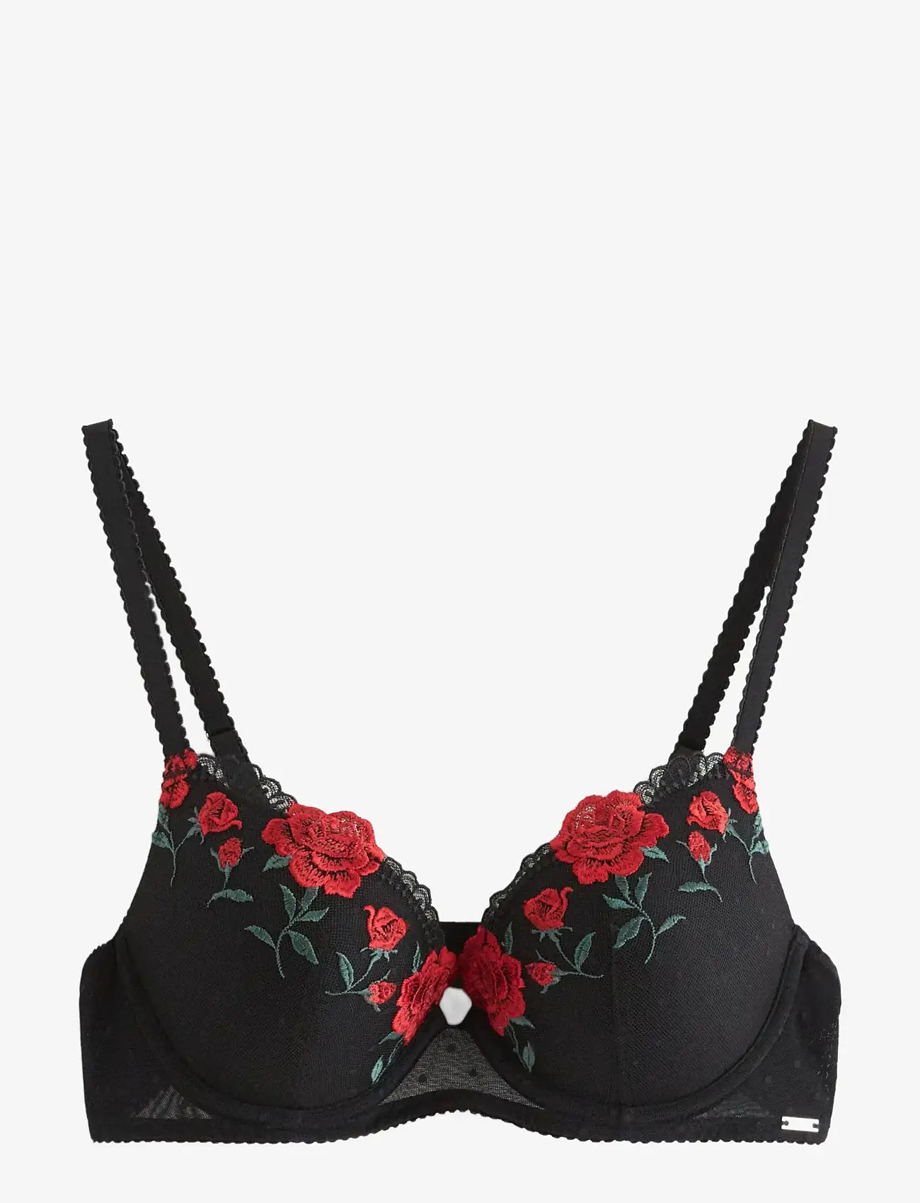 Lindex - ella m - malva push-up bra with lace - push-up bh:ar - black - 1