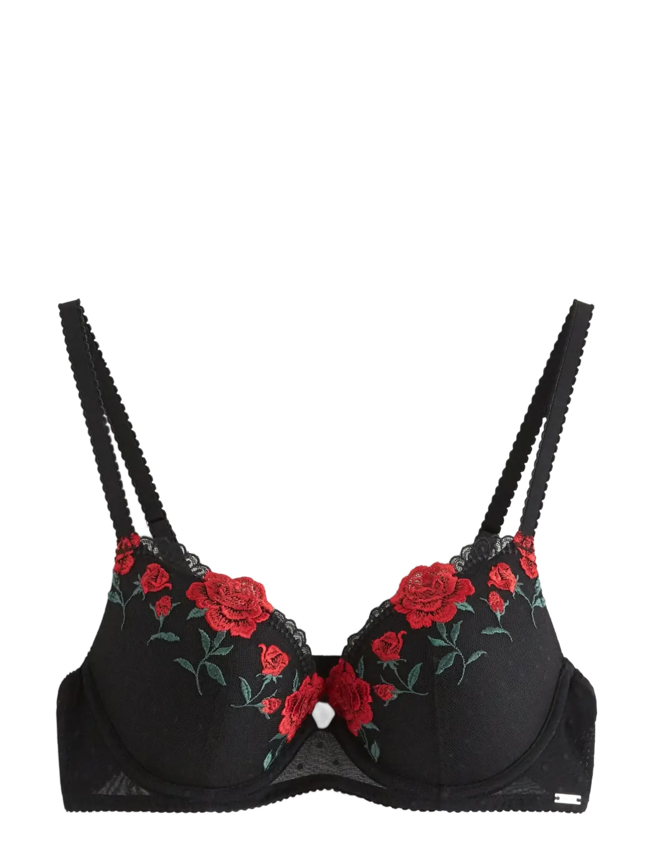 Lindex ella m - malva push-up bra with lace - Nyheder - BLACK / black