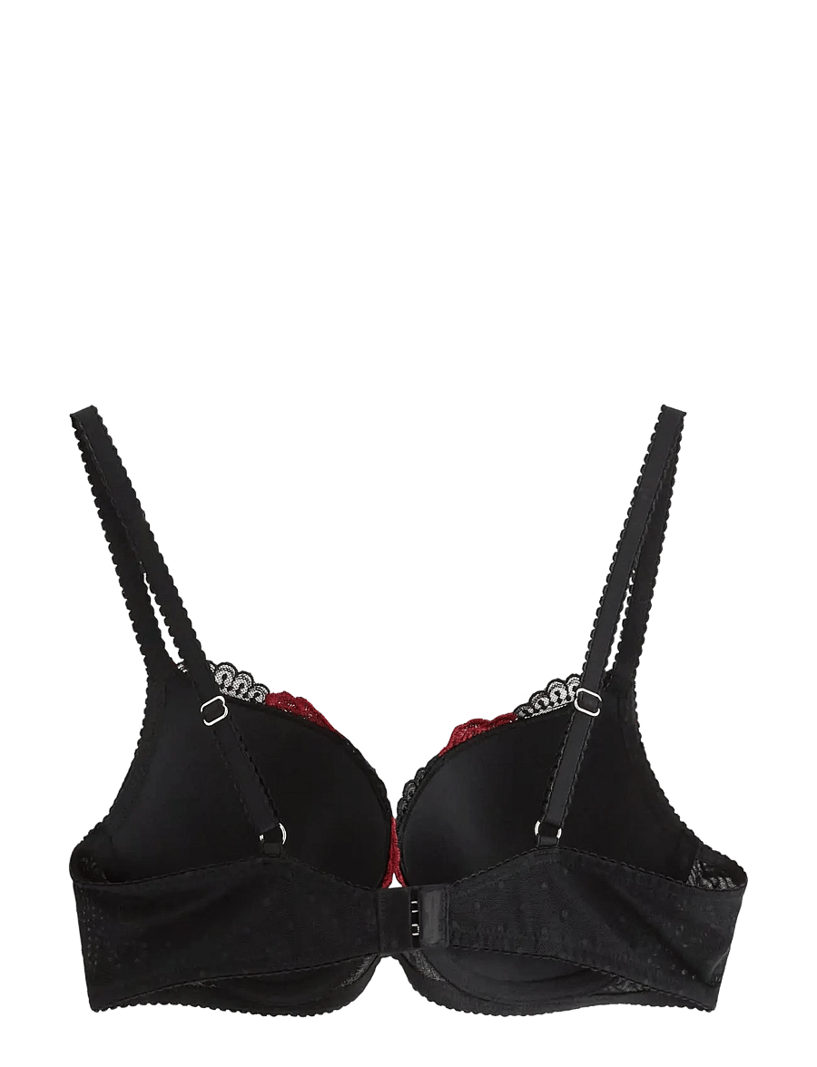 Lindex - ella m - malva push-up bra with lace - die niedrigsten preise - black - 2