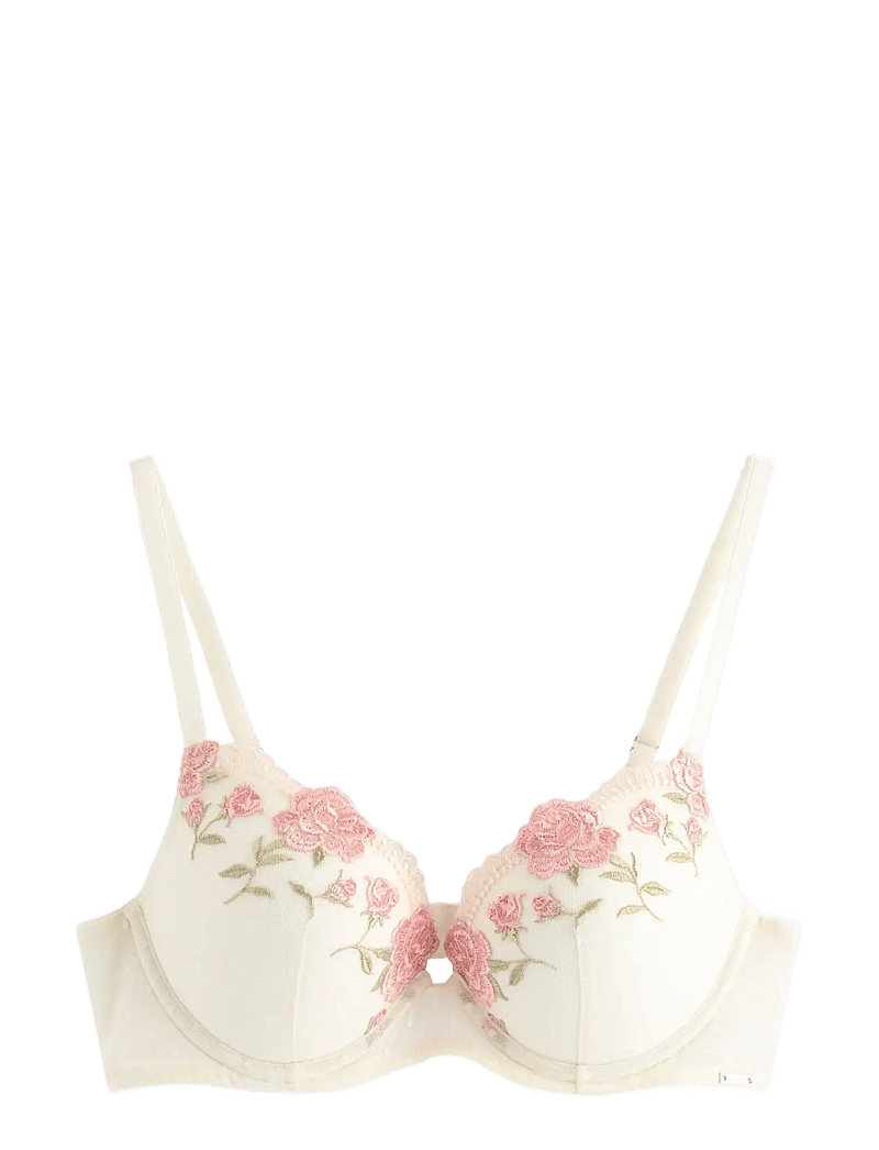 Lindex - ella m - malva push-up bra with lace - push up bh'er - light white - 1