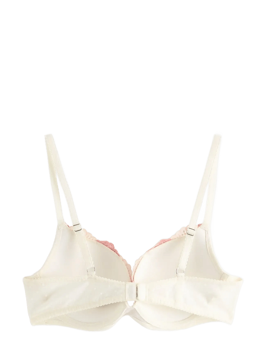 Lindex - ella m - malva push-up bra with lace - push up bh'er - light white - 2