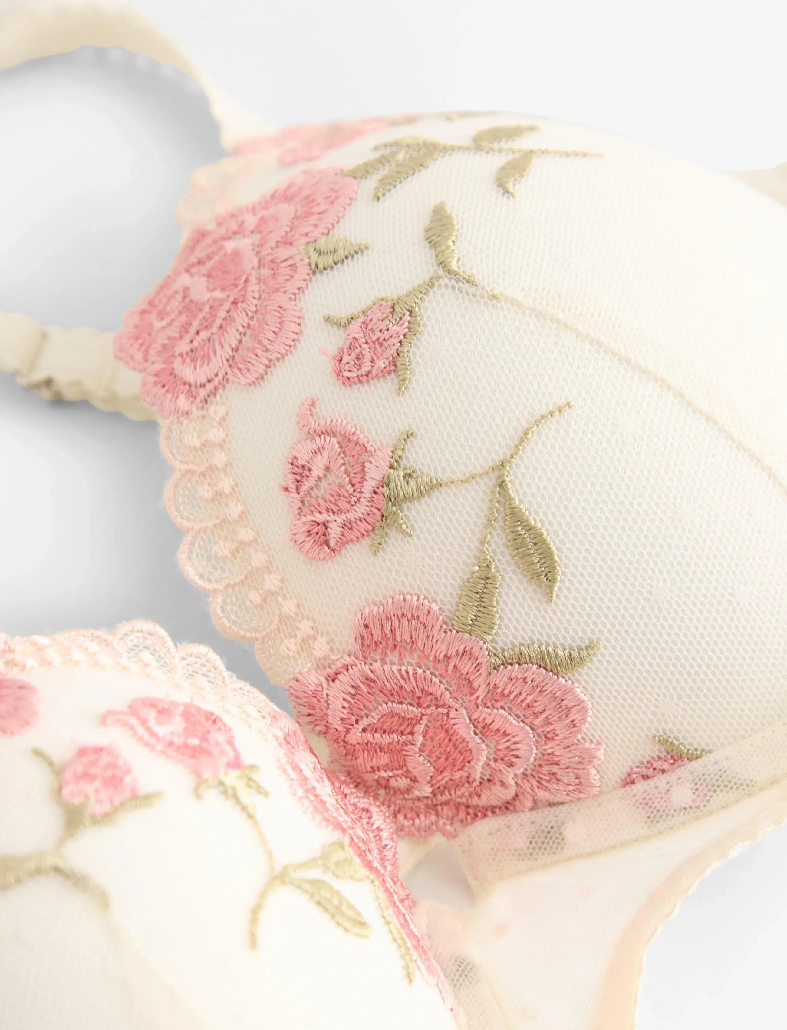 Lindex - ella m - malva push-up bra with lace - push up bh'er - light white - 5