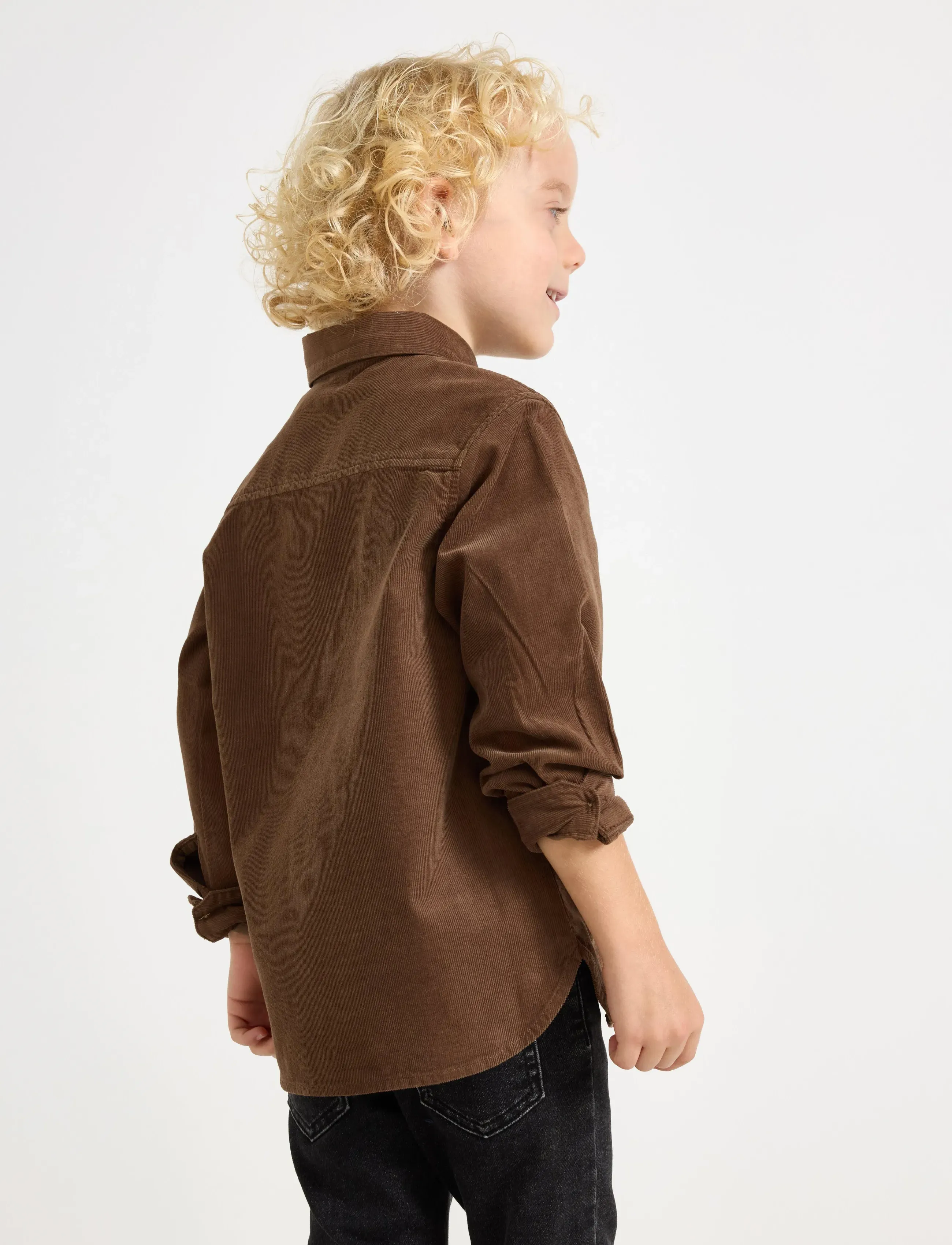 Lindex - Skjorta i manchester - långärmade skjortor - dark brown - 3