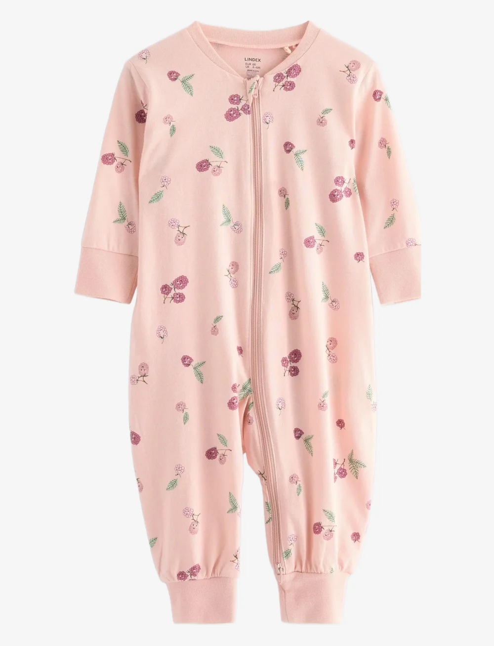 Lindex - Pyjamas aop berries - sleeping overalls - light dusty pink - 0