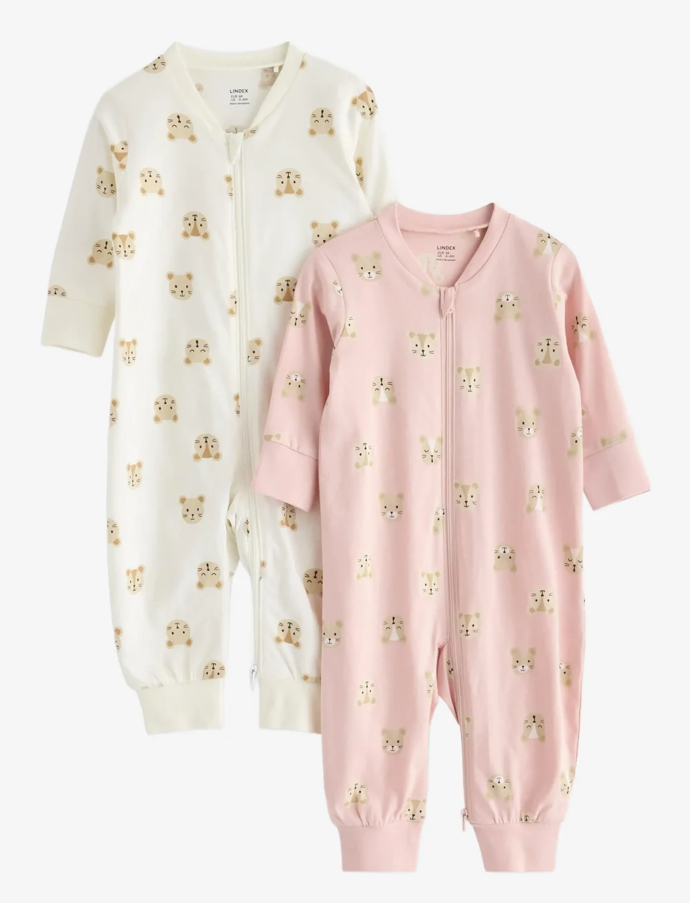 Lindex - Pyjamas aop 2 pack - sleeping overalls - light dusty pink - 0