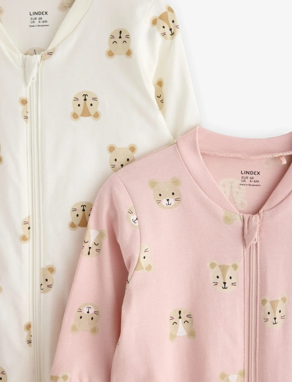 Lindex - Pyjamas aop 2 pack - sleeping overalls - light dusty pink - 2