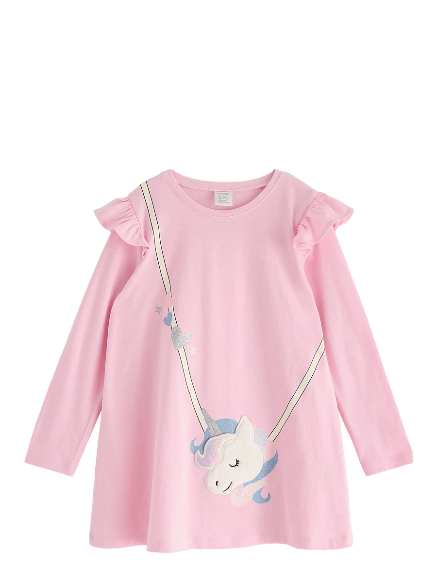 Lindex - Top long unicorn bag detail - långärmade vardagsklänningar - light pink - 1