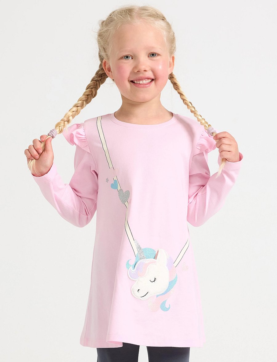 Lindex - Top long unicorn bag detail - långärmade vardagsklänningar - light pink - 0