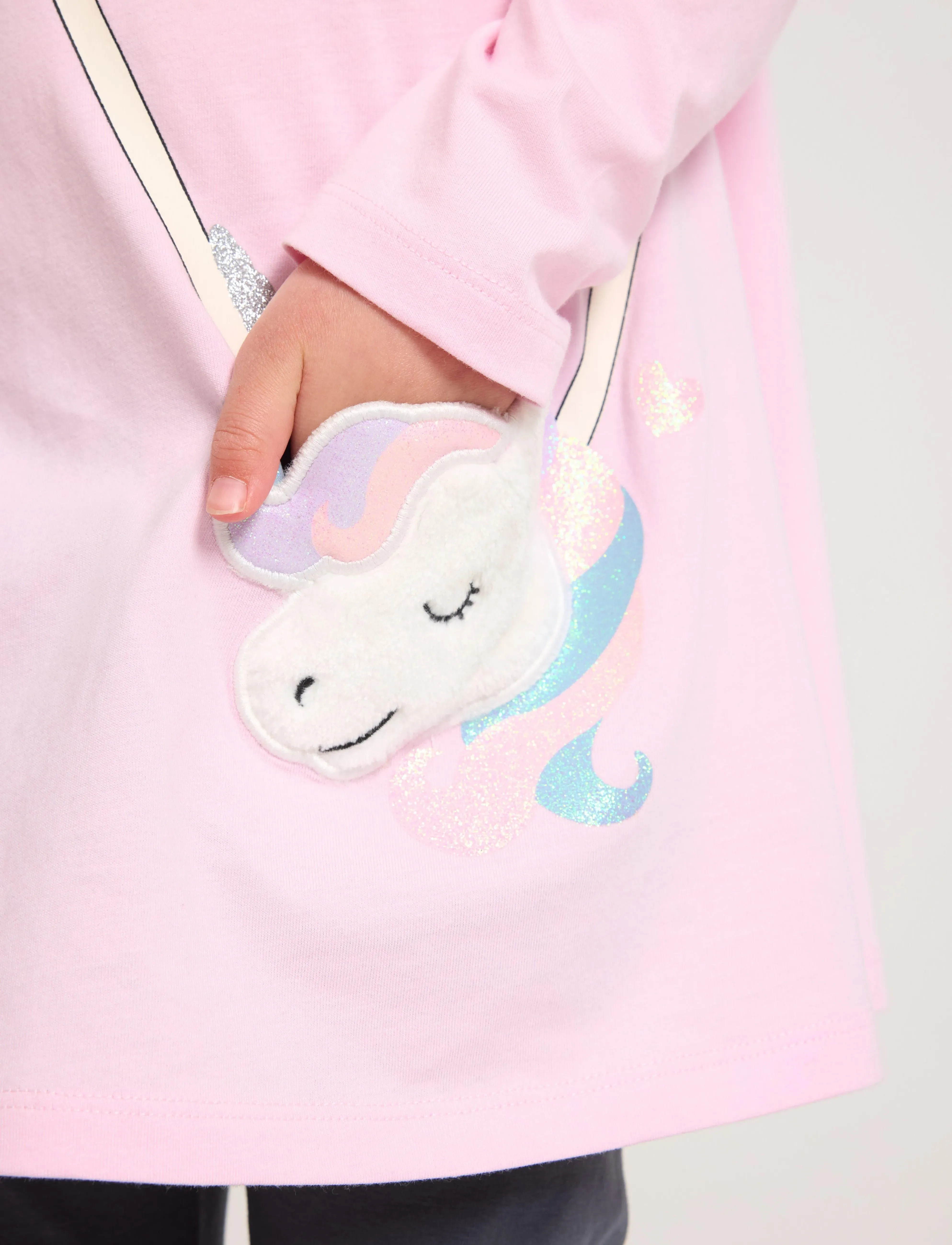 Lindex - Top long unicorn bag detail - langärmelige freizeitkleider - light pink - 4