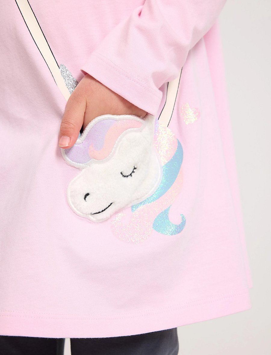 Lindex - Top long unicorn bag detail - långärmade vardagsklänningar - light pink - 4