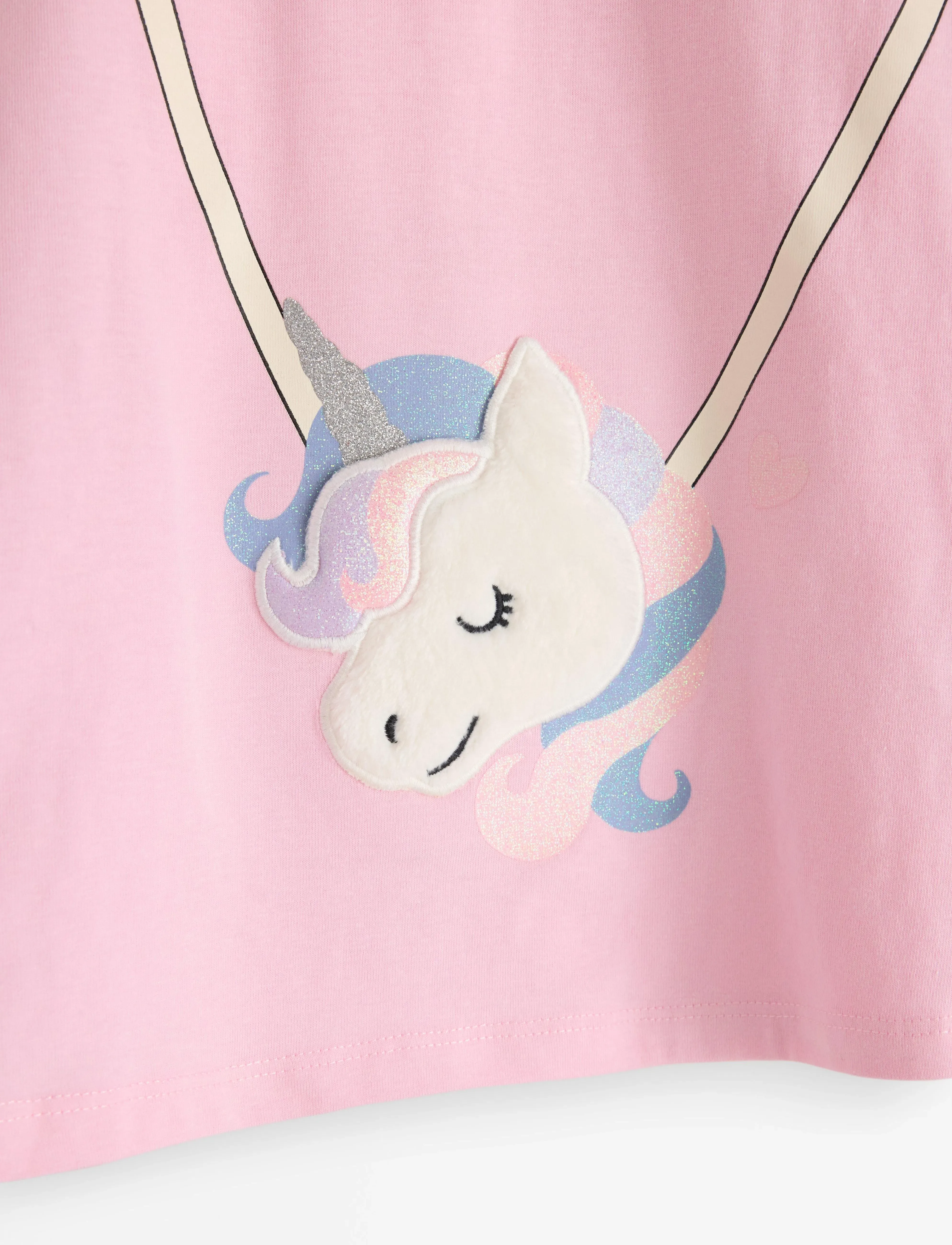 Lindex - Top long unicorn bag detail - langärmelige freizeitkleider - light pink - 5