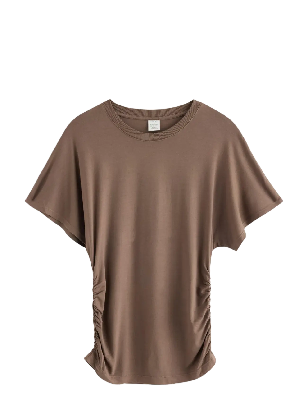 Lindex Top Wide Sleeve Tee - Drabužiai - DARK BROWN / brown