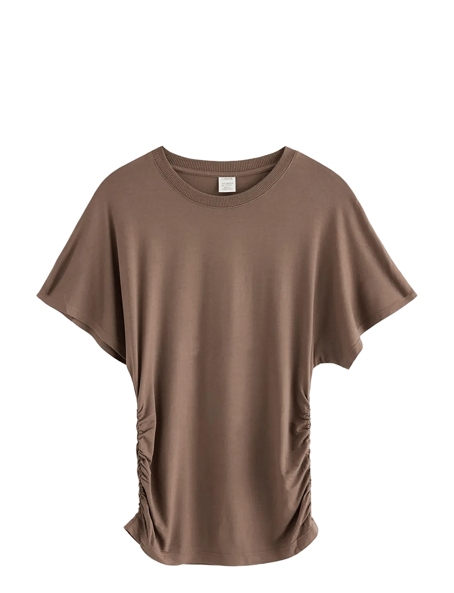 Lindex - Top Wide Sleeve Tee - kurzärmelige - dark brown - 1