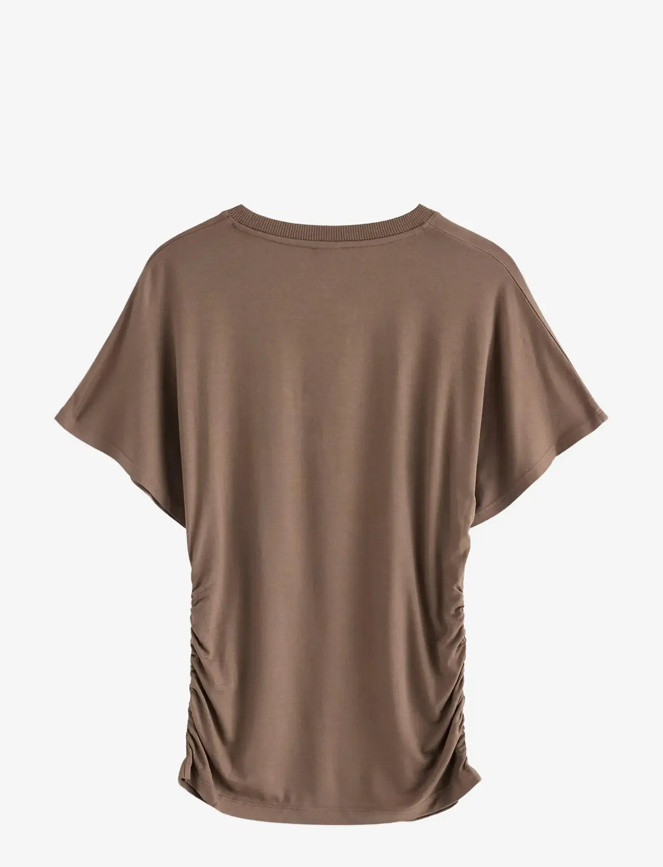 Lindex - Top Wide Sleeve Tee - kurzärmelige - dark brown - 2