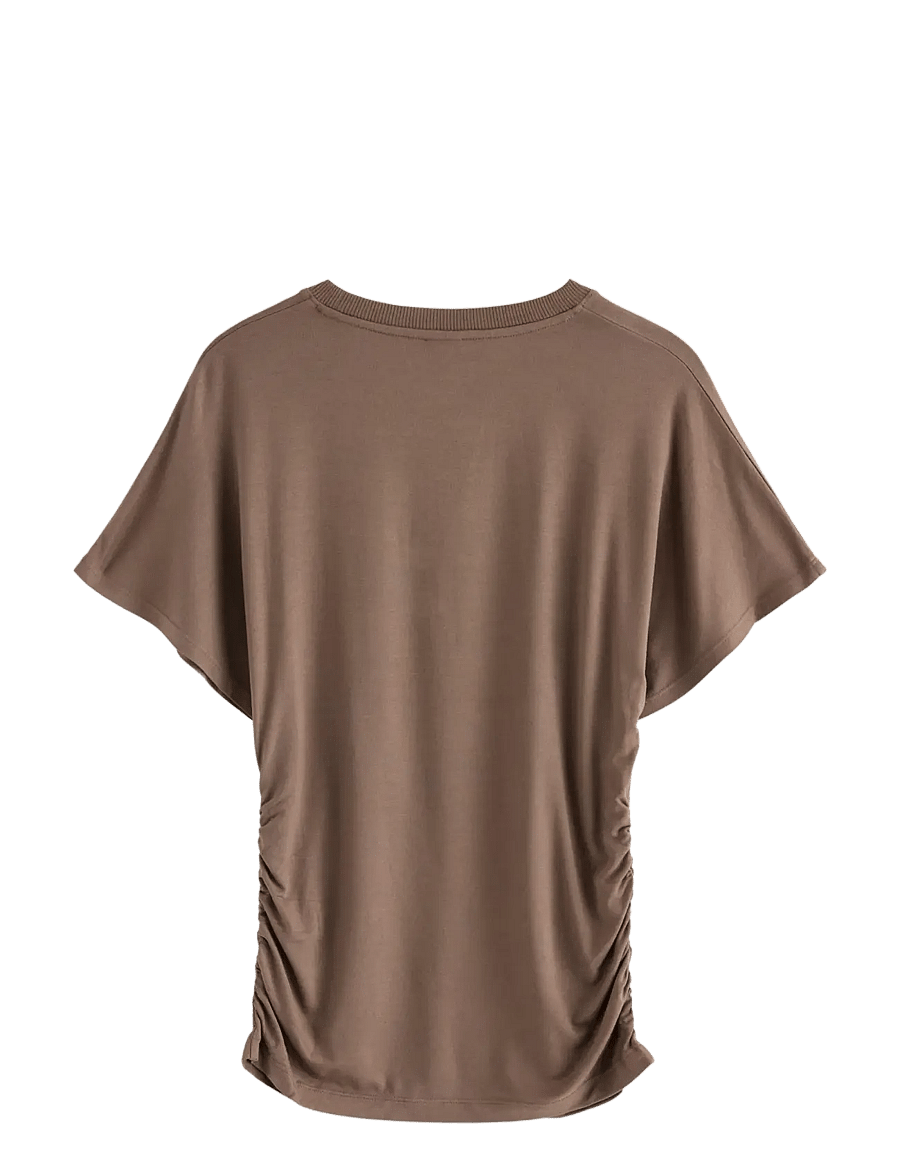 Lindex - Top Wide Sleeve Tee - kurzärmelige - dark brown - 2