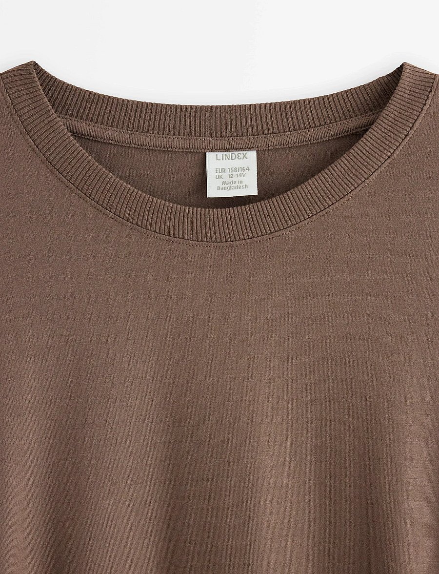 Lindex - Top Wide Sleeve Tee - kurzärmelige - dark brown - 5