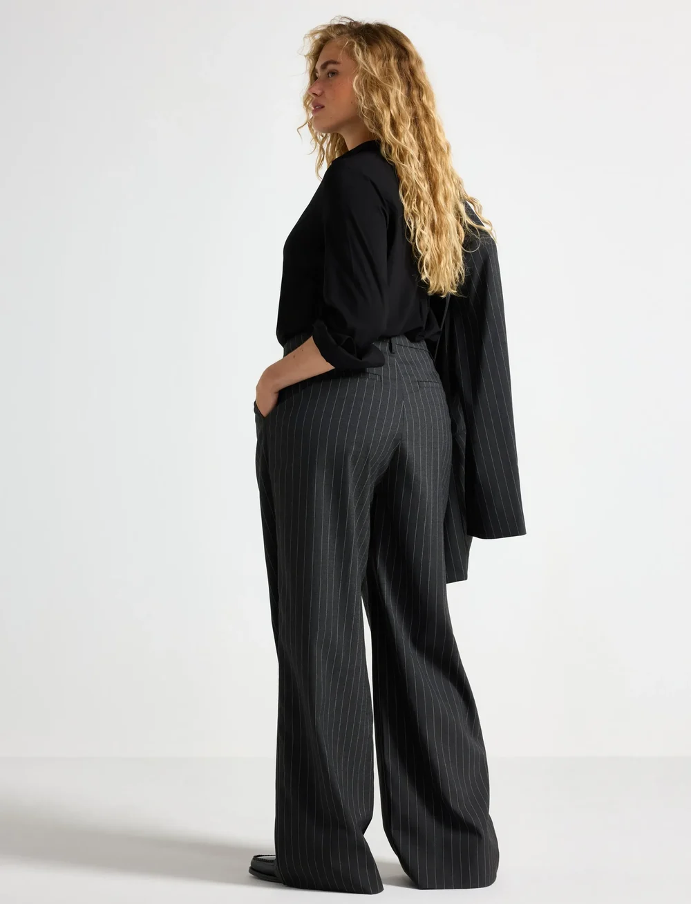 Lindex - Nålestribede bukser - vide bukser - grey - 3