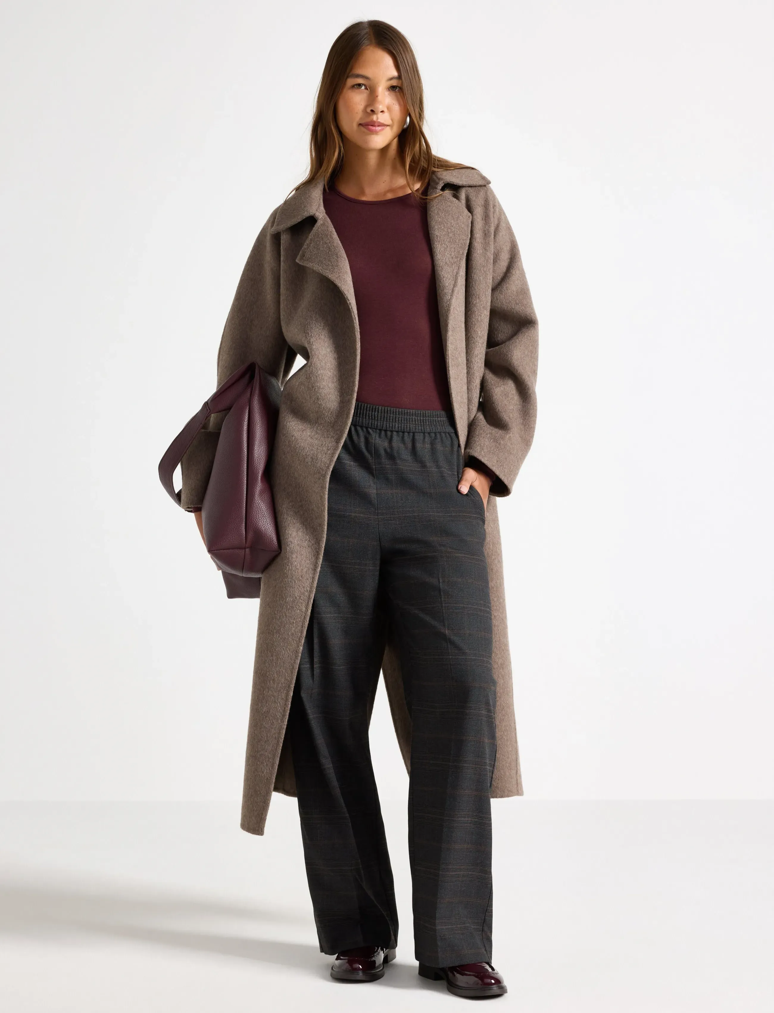 Lindex Trousers Stella Check, XL, Trousers, Grau - Straight Leg, Frauen