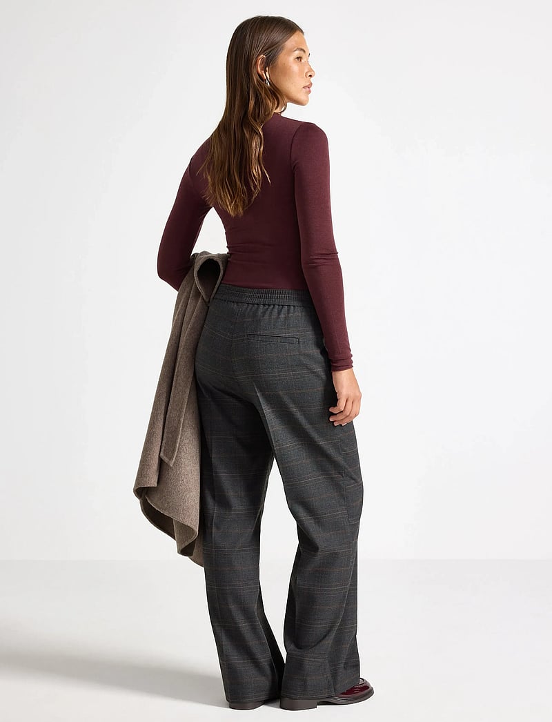 Lindex - Trousers Stella check - raka byxor - grey - 3