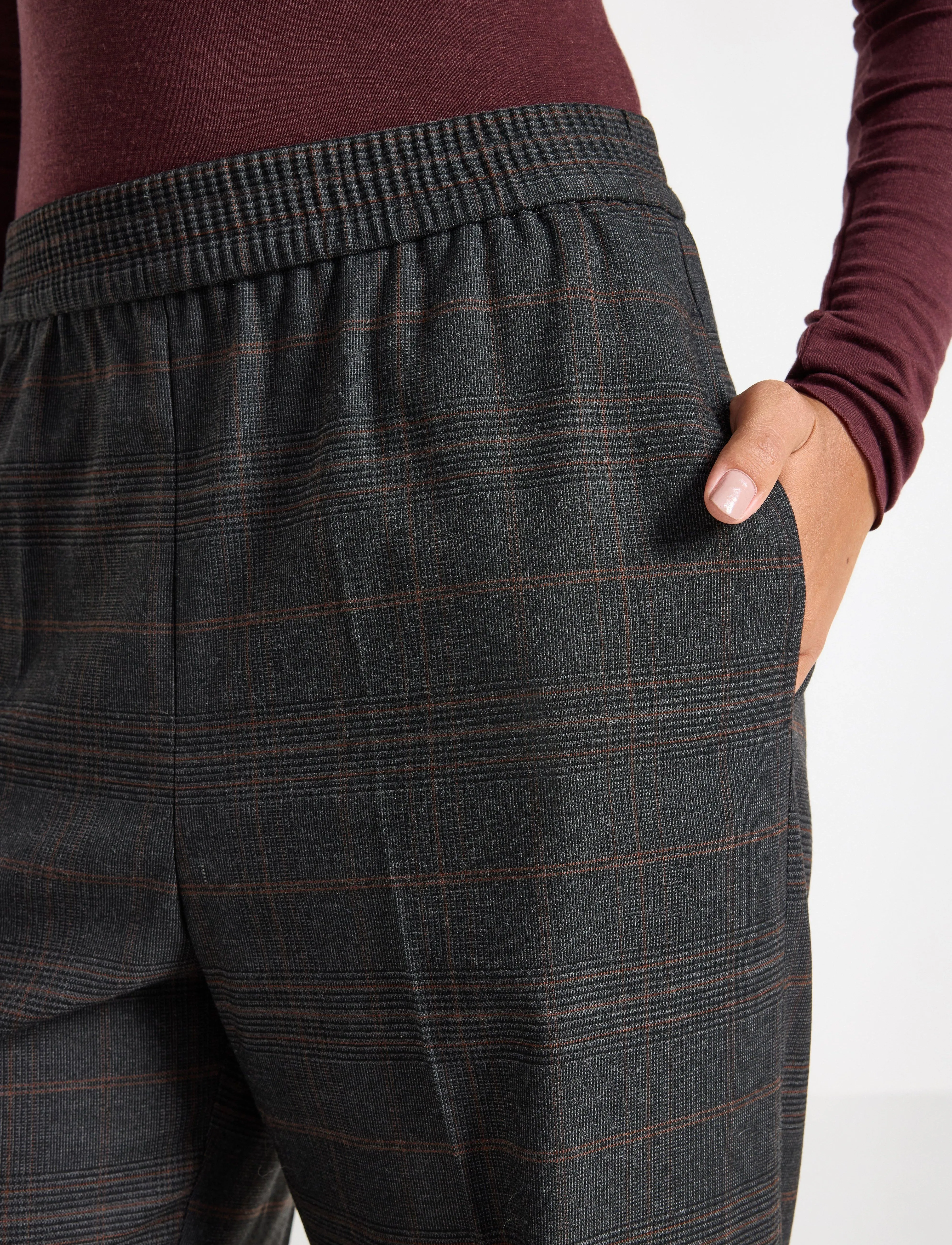 Lindex - Trousers Stella check - raka byxor - grey - 4
