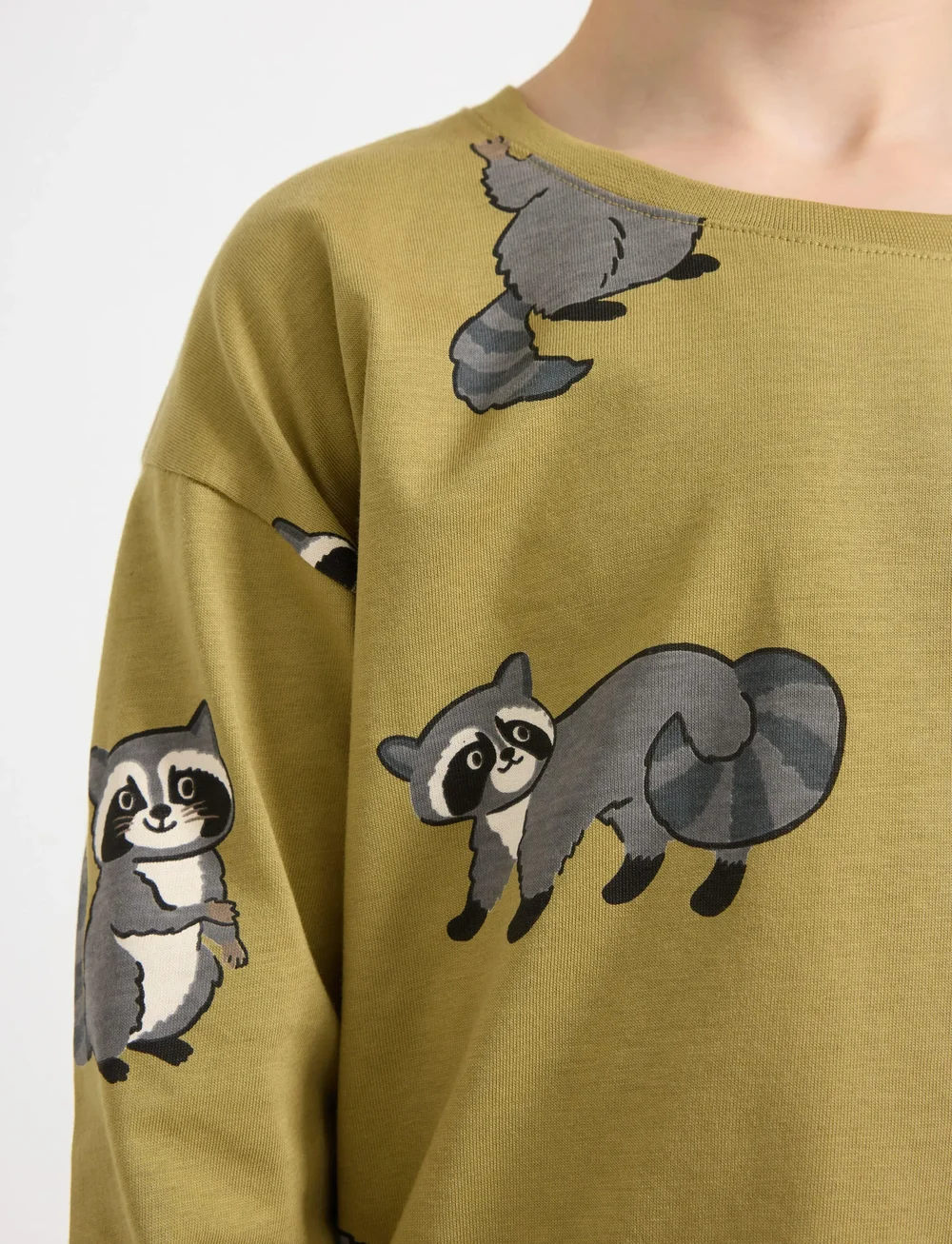 Lindex - Top Ls Racoon aop - langärmelig - khaki - 4
