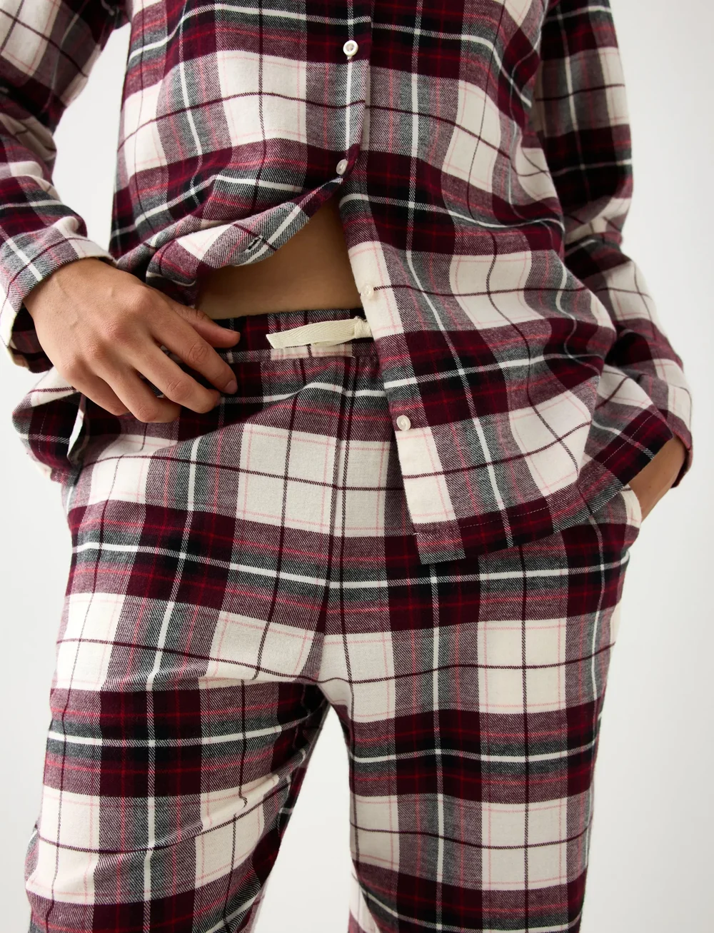 Lindex - Pyjama trousers Y D check - jõulupidžaamad - dark dusty red - 4