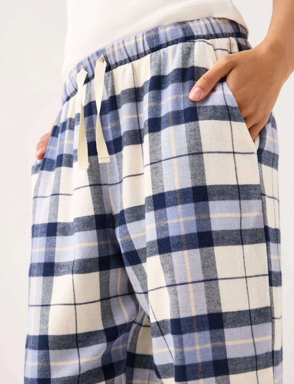 Lindex - Pyjama trousers Y D check - julpyjamas - dusty blue - 4