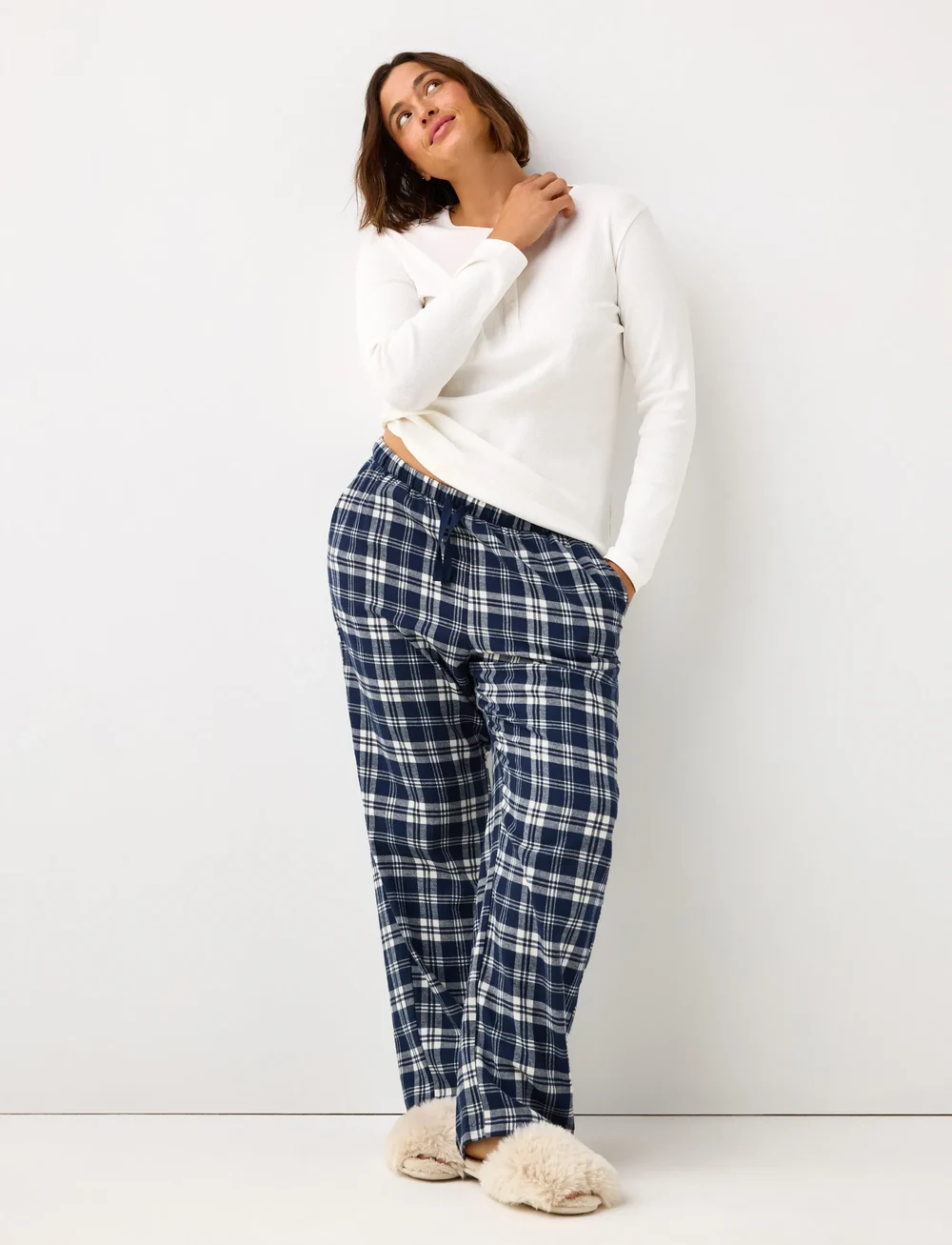 Lindex - Pyjama trousers Y D check - julpyjamas - navy - 0