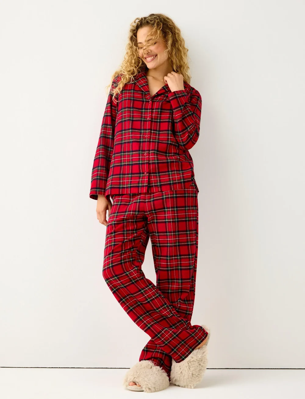 Lindex - Pyjama trousers Y D check - julpyjamas - red - 0
