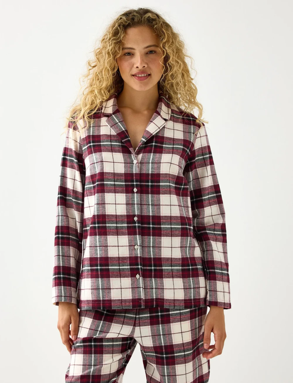 Lindex - Nightshirt flannel check - Överdelar - dark dusty red - 0