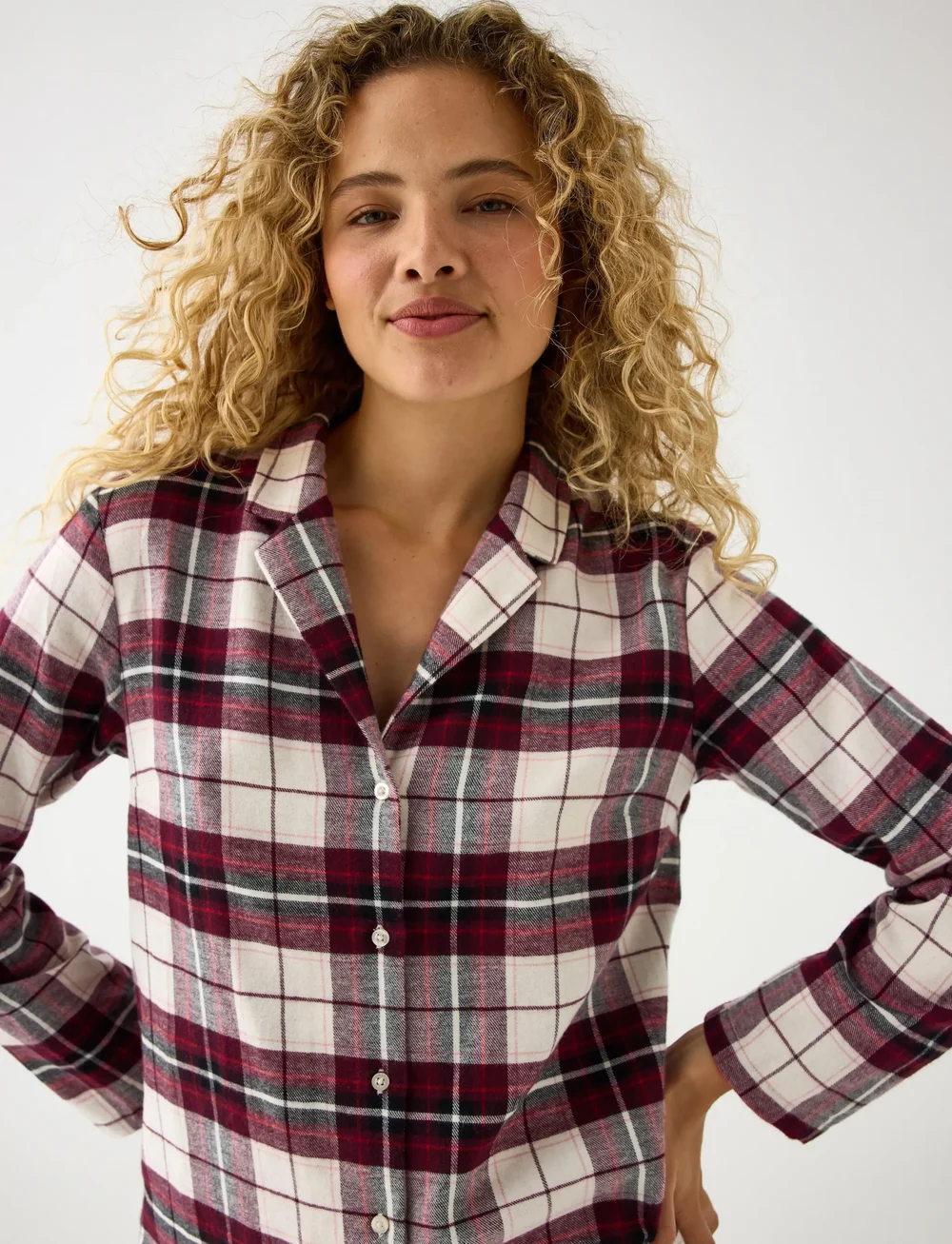 Lindex - Nightshirt flannel check - Överdelar - dark dusty red - 4