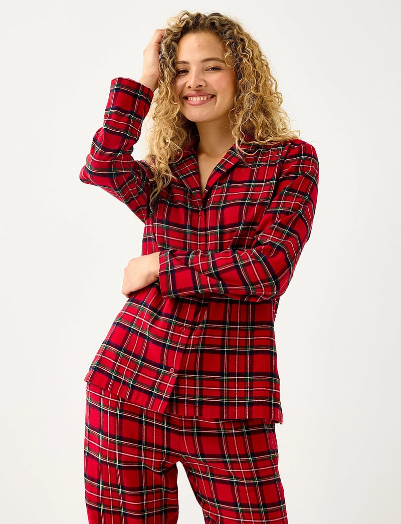 Lindex - Nightshirt flannel check - julpyjamas - red - 0