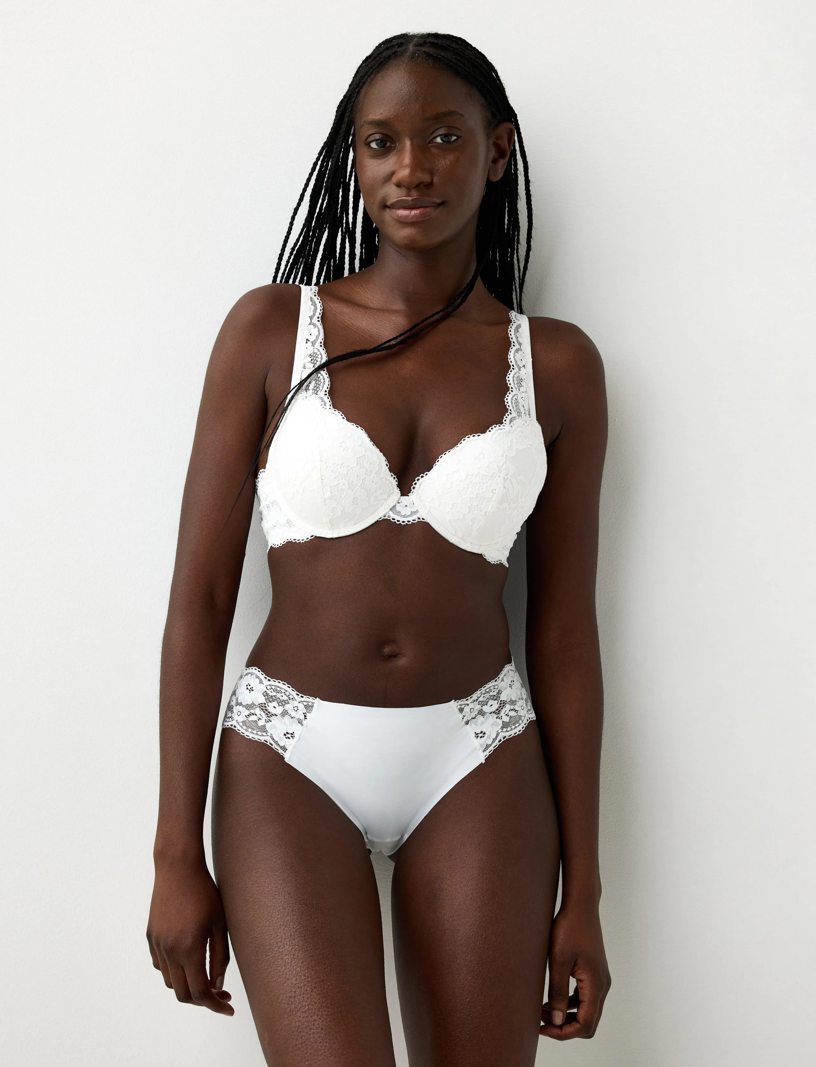 Lindex Brazilian Briefs With Lace, M, White, Trusser > Brasilianske Trusser, Dame