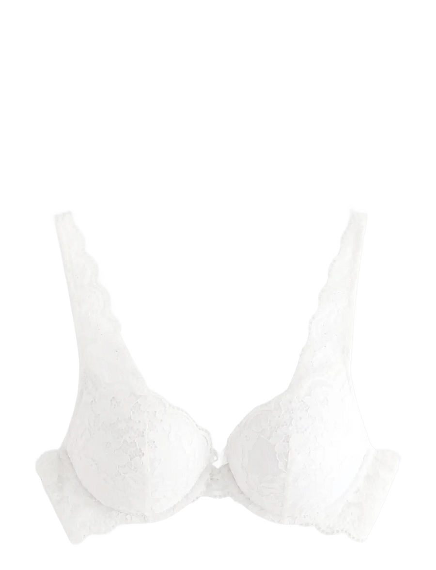 Lindex - Malva push-up bra with lace - bh:ar med bygel - white - 1