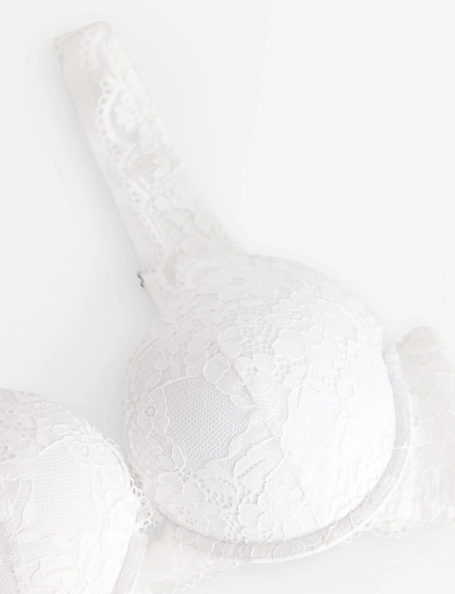 Lindex - Malva push-up bra with lace - bh:ar med bygel - white - 5