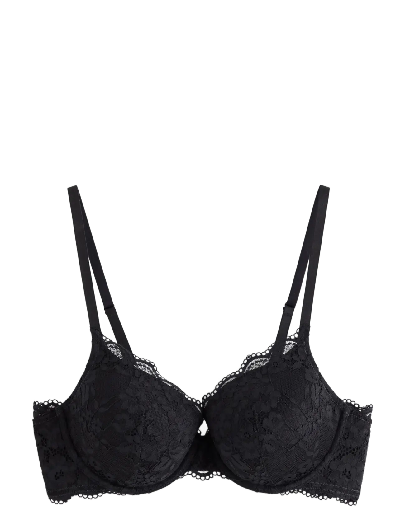 Lindex Lilja t-shirt bra with lace - Essentials - BLACK / black