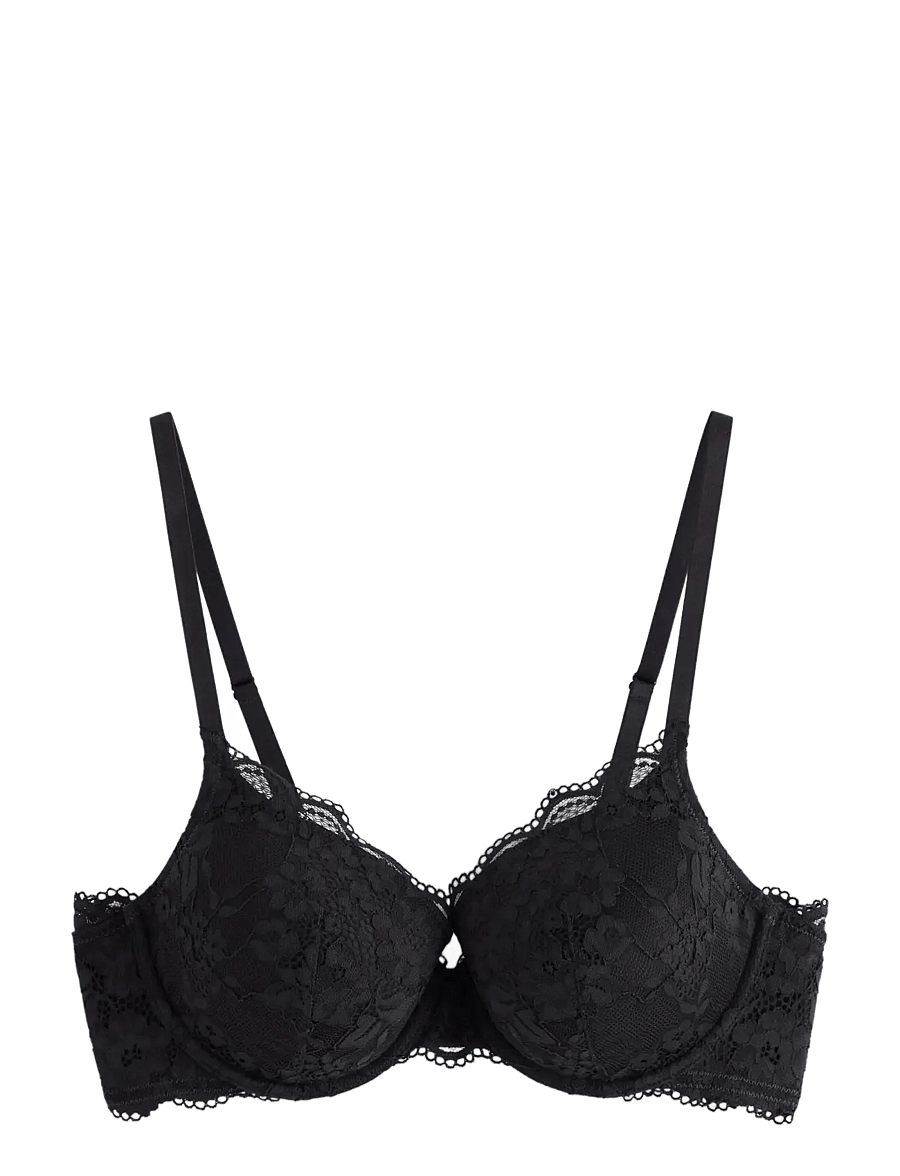 Lindex - Lilja t-shirt bra with lace - t-shirt bhs - black - 1