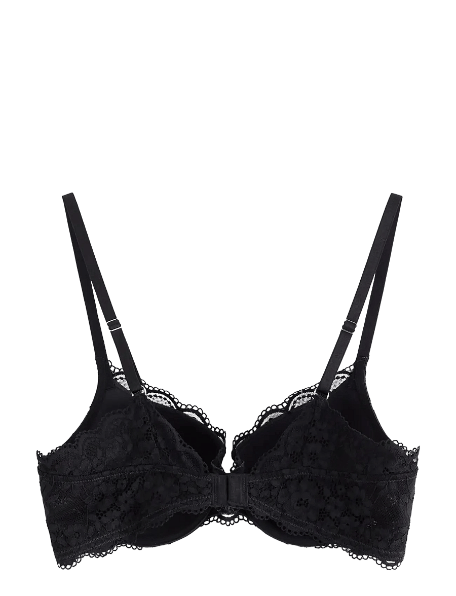 Lindex - Lilja t-shirt bra with lace - t-shirt bhs - black - 2