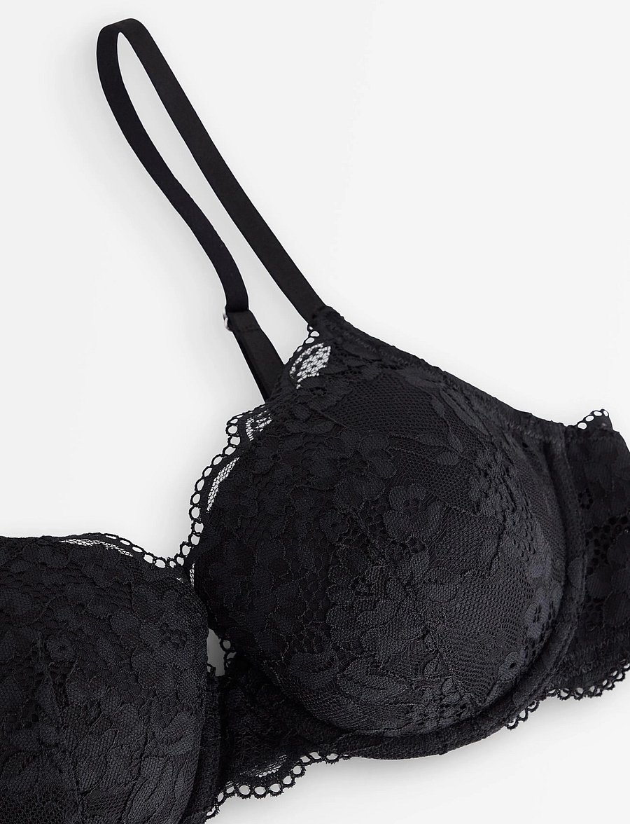 Lindex - Lilja t-shirt bra with lace - t-shirt bhs - black - 5