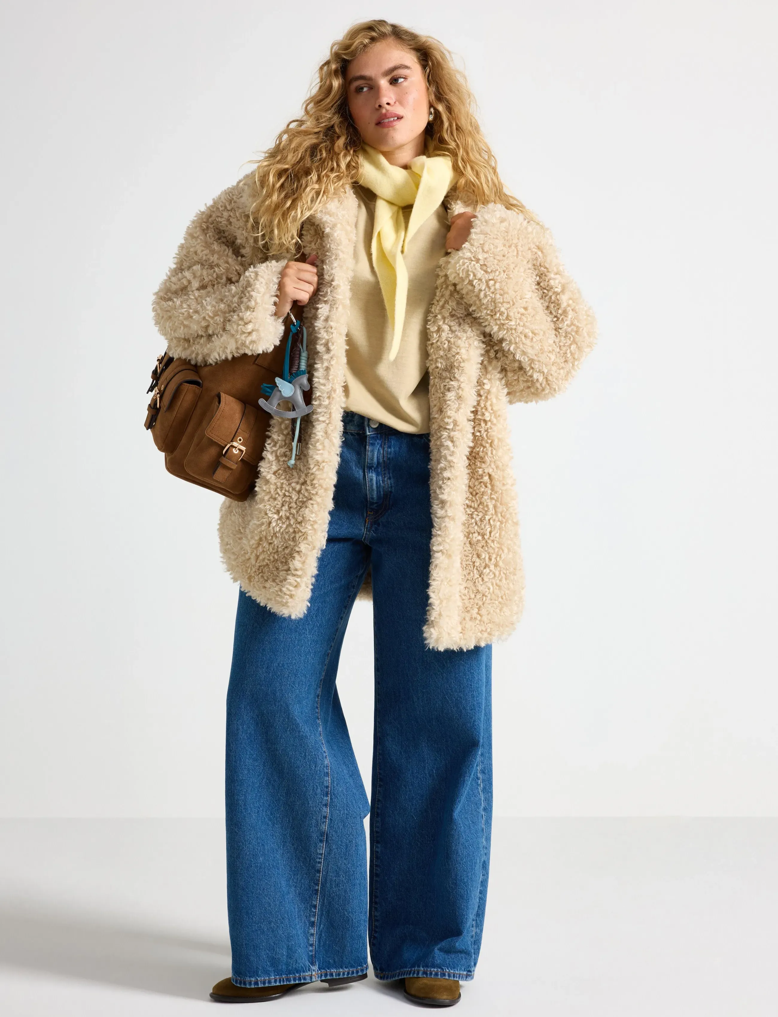 Lindex Jacka I Fuskpäls, S, Beige, Overtøj > Imiteret Pels, Dame