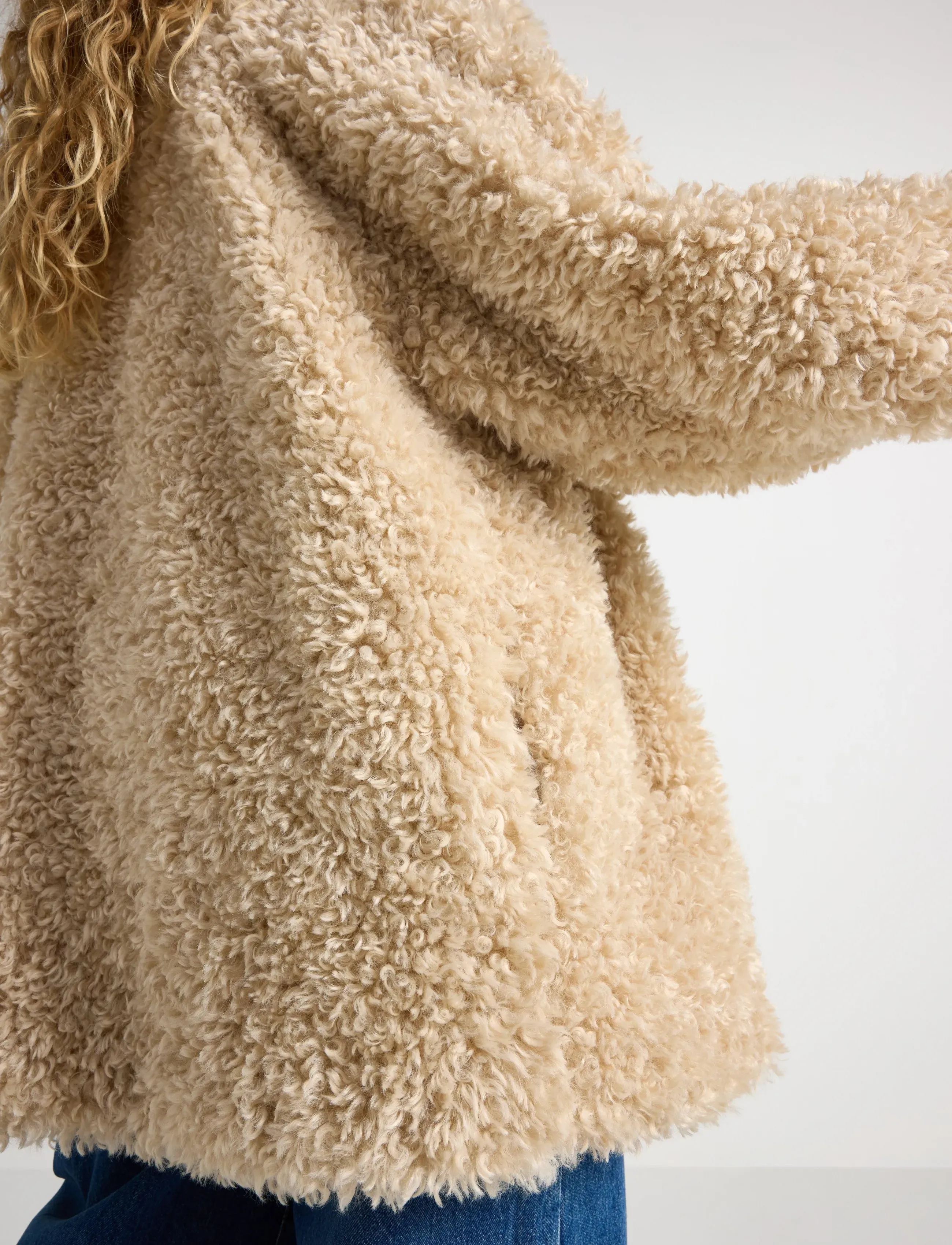 Lindex - Jacka i fuskpäls - kunstpelz - beige - 4