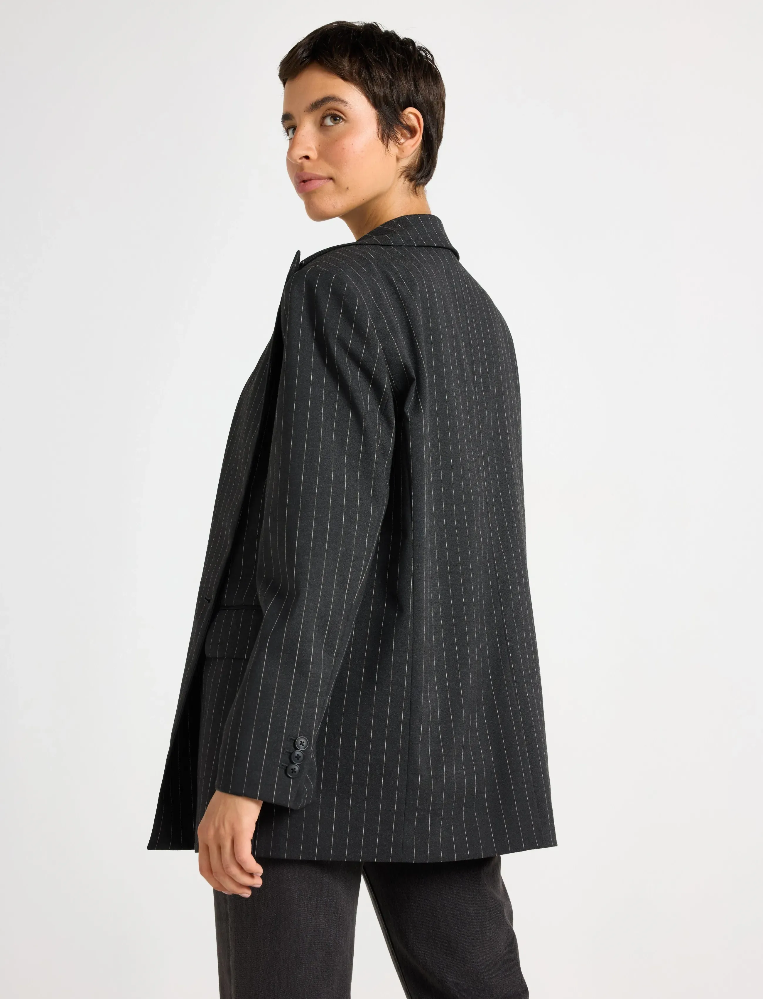 Lindex - Nålestribet blazer - kahes joones nööpidega bleiserid - grey - 3