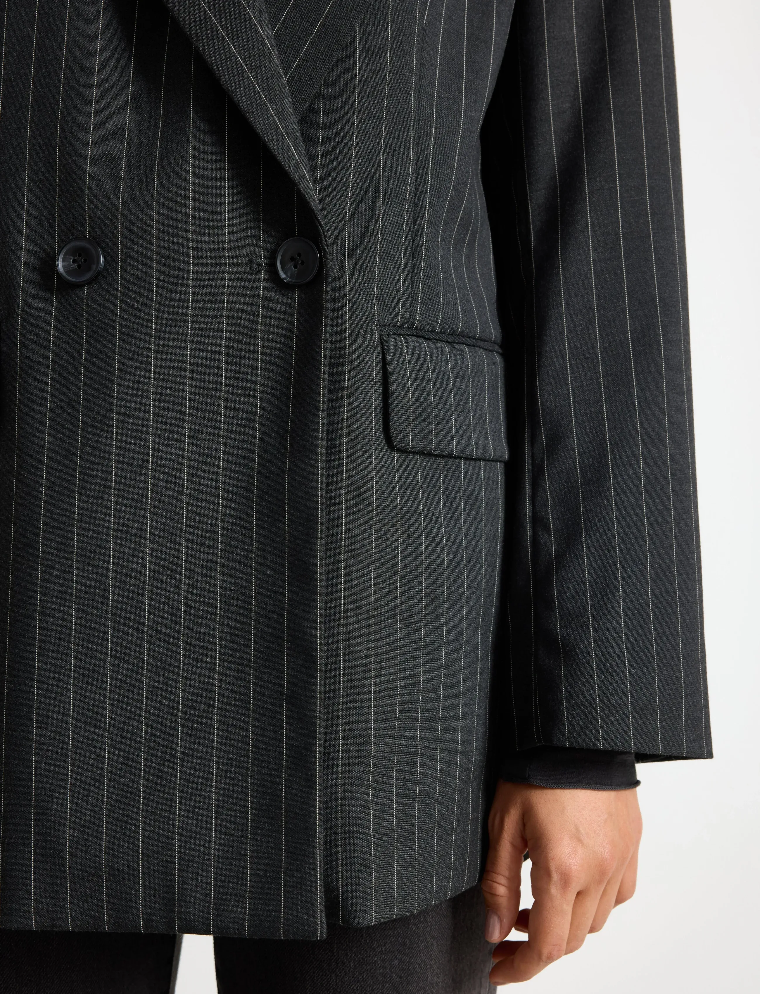 Lindex - Nålestribet blazer - kahes joones nööpidega bleiserid - grey - 4