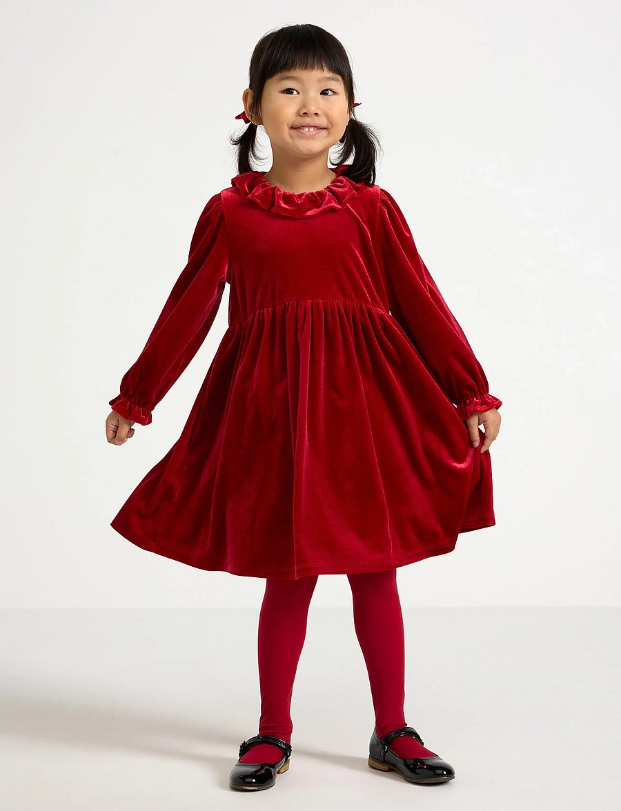 Lindex - Långärmad klänning i sammet - festkjoler - dark dusty red - 0
