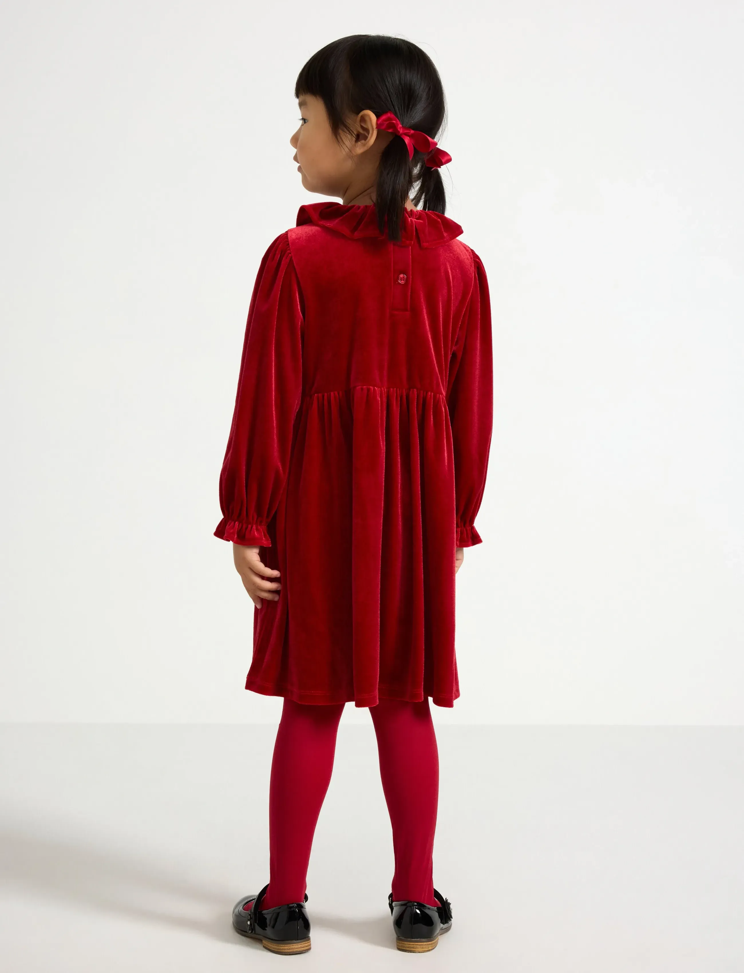 Lindex - Langermet kjole i fløyel - partykleider - dark dusty red - 3