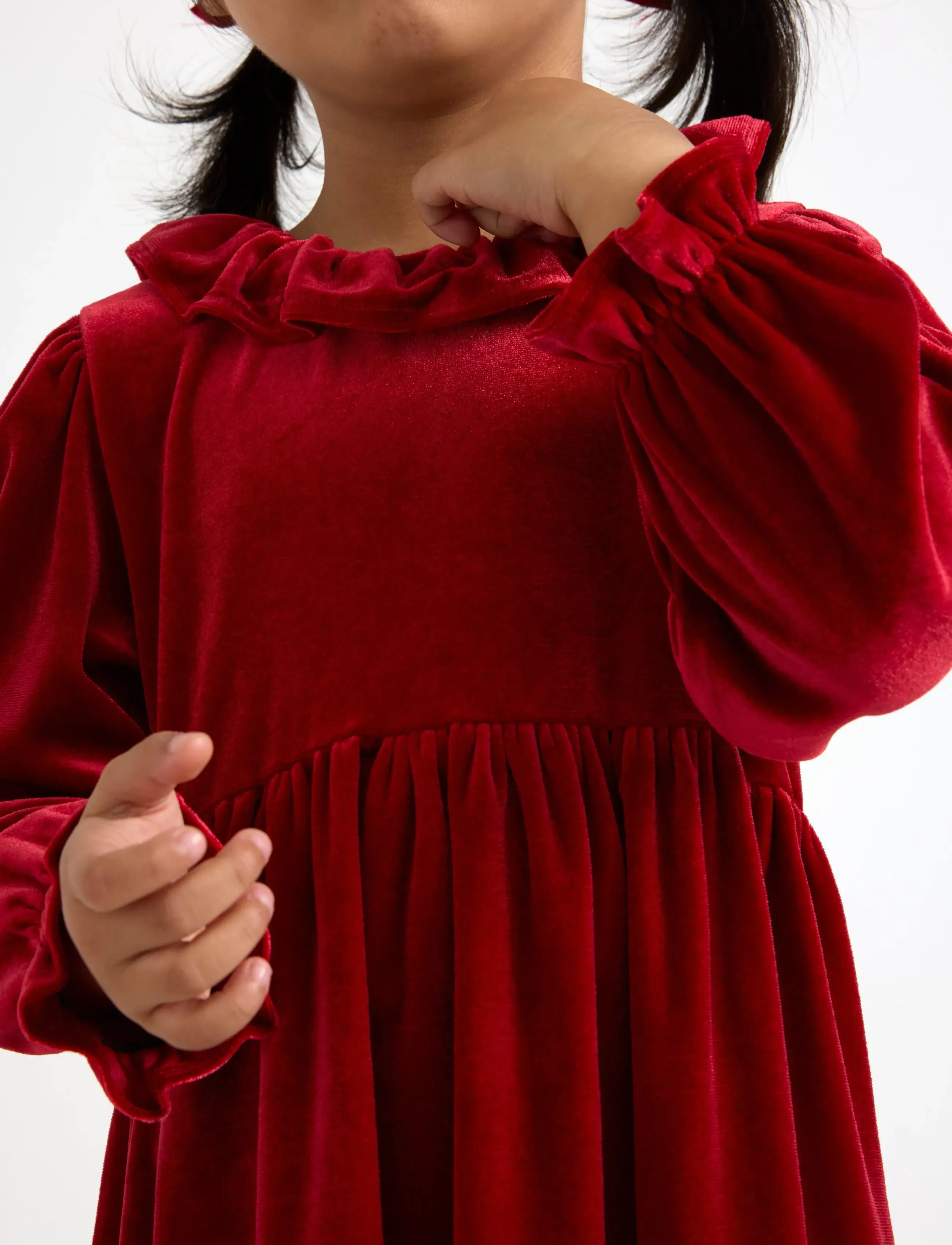 Lindex - Langermet kjole i fløyel - partykleider - dark dusty red - 4