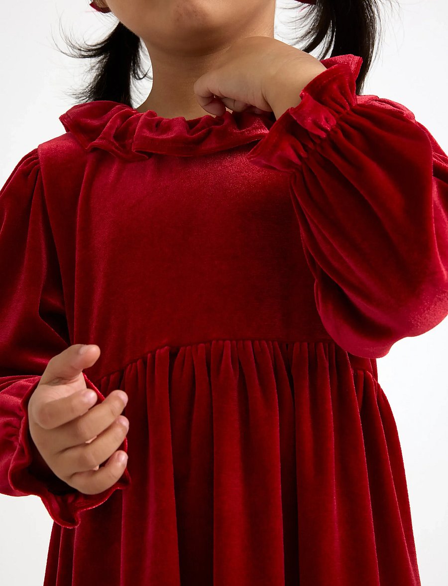 Lindex - Långärmad klänning i sammet - festkjoler - dark dusty red - 4
