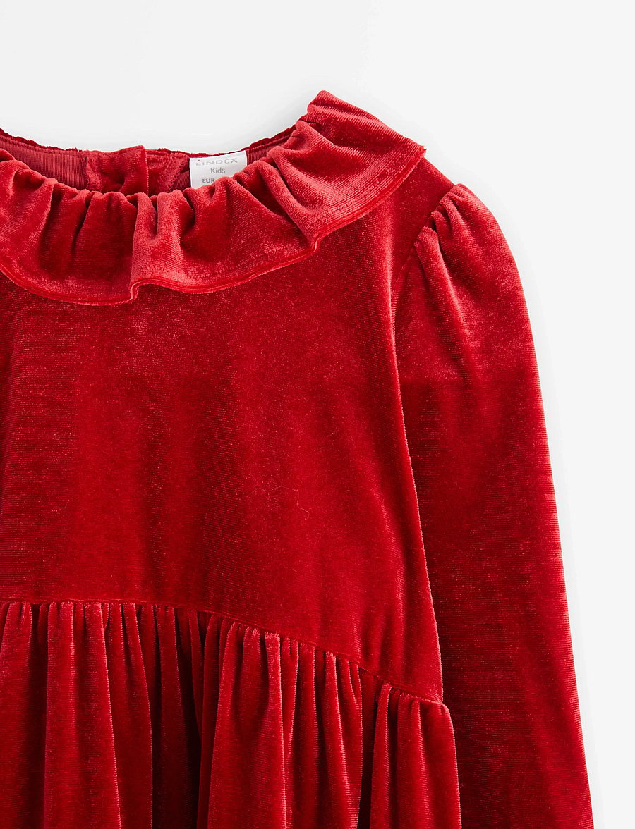 Lindex - Långärmad klänning i sammet - festkjoler - dark dusty red - 5