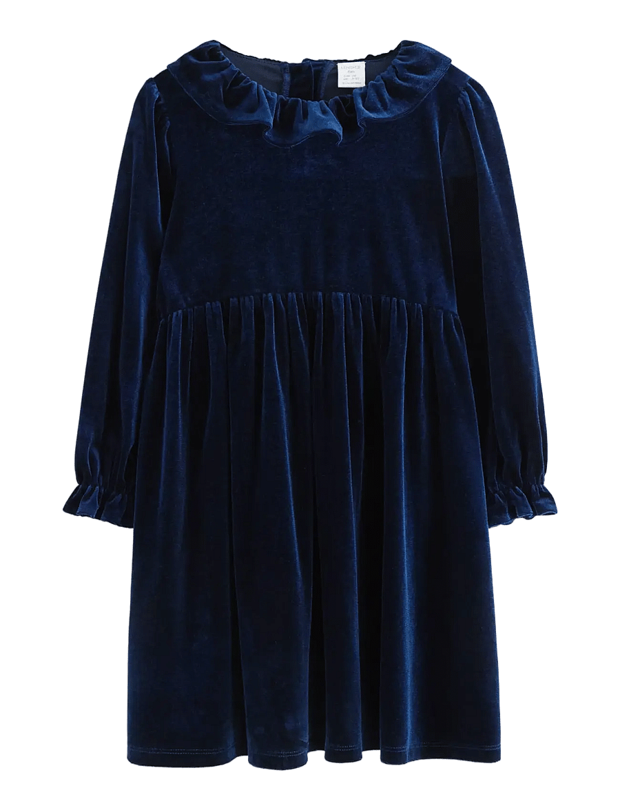 Lindex - Långärmad klänning i sammet - partykleider - navy - 1