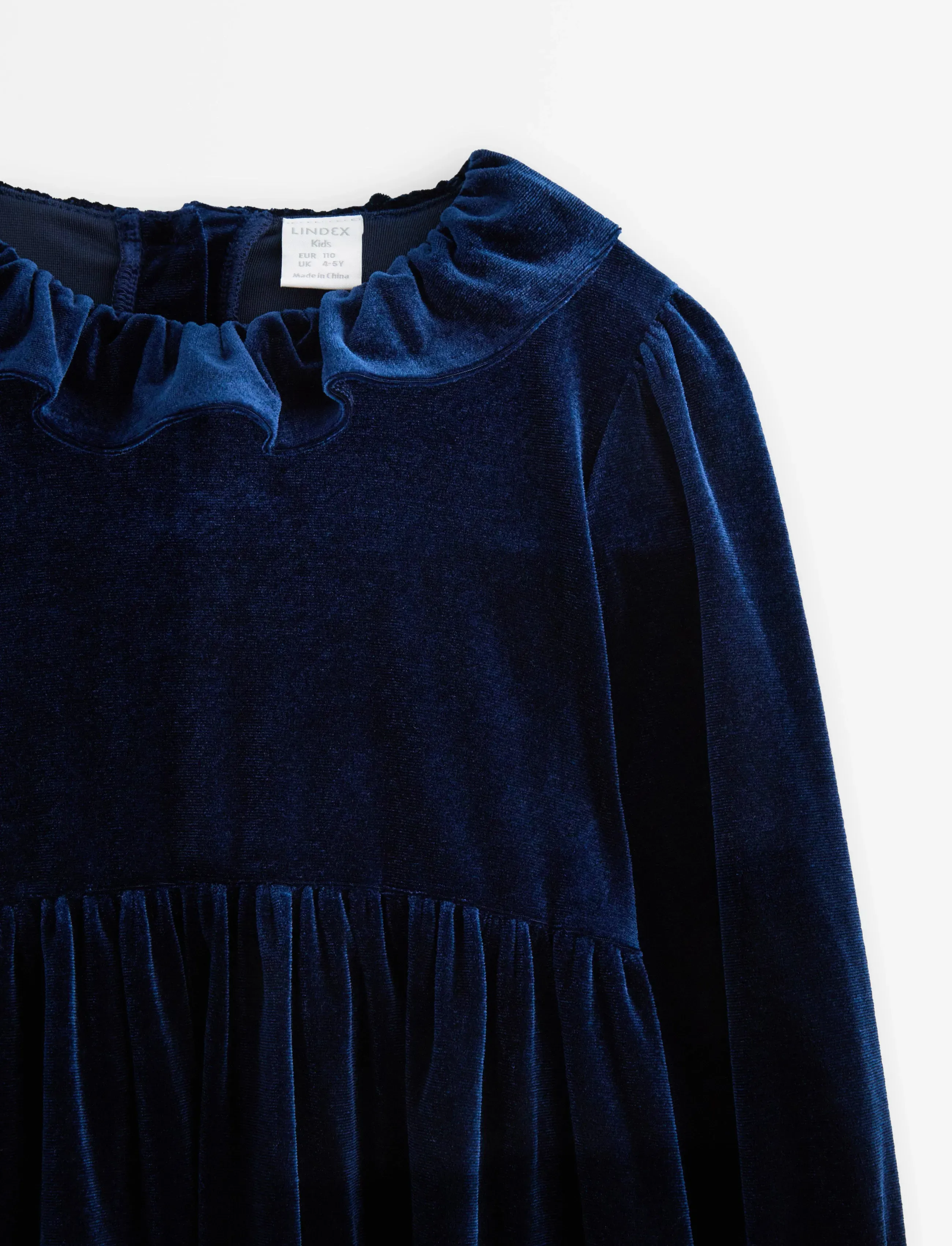 Lindex - Langermet kjole i fløyel - festklänningar - navy - 5